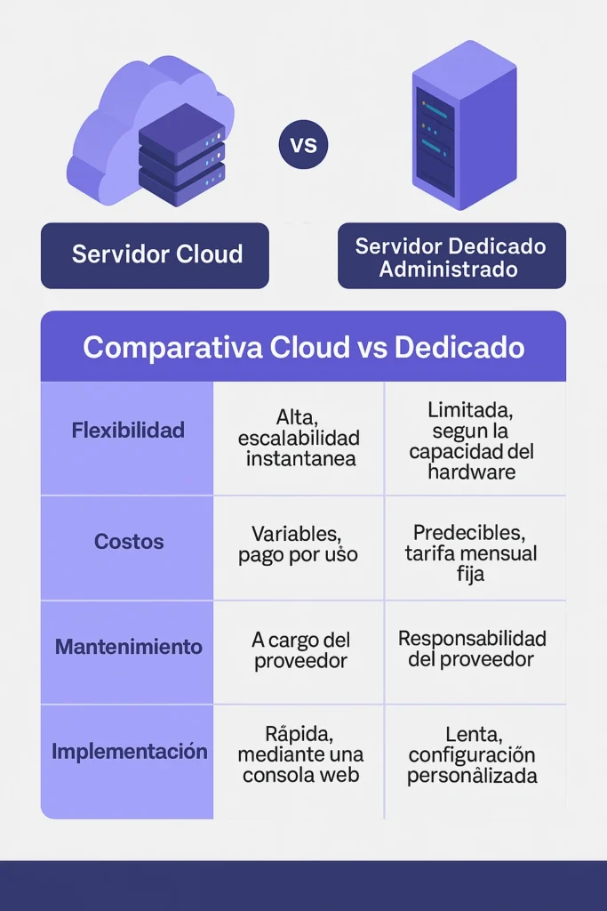 Comparativa servidor cloud vs servidor dedicado administrado