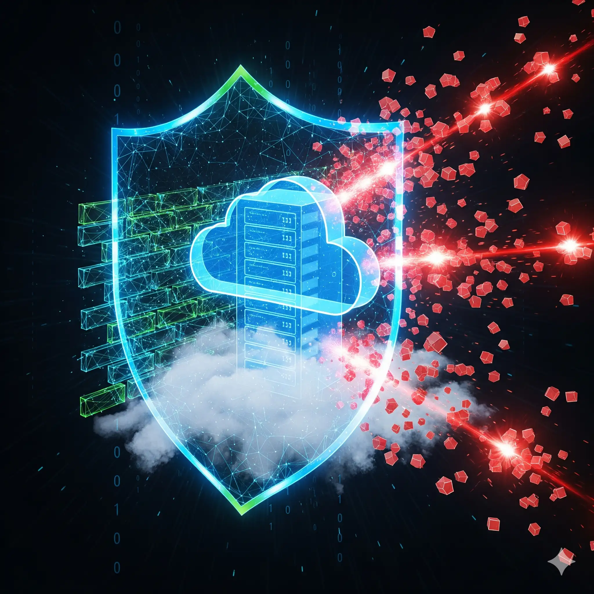 Servidor cloud con firewall y protección contra ataques DDoS