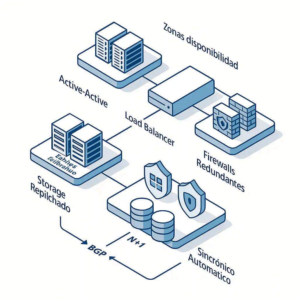 servidor cloud con SLA garantizado en arquitectura de alta disponibilidad