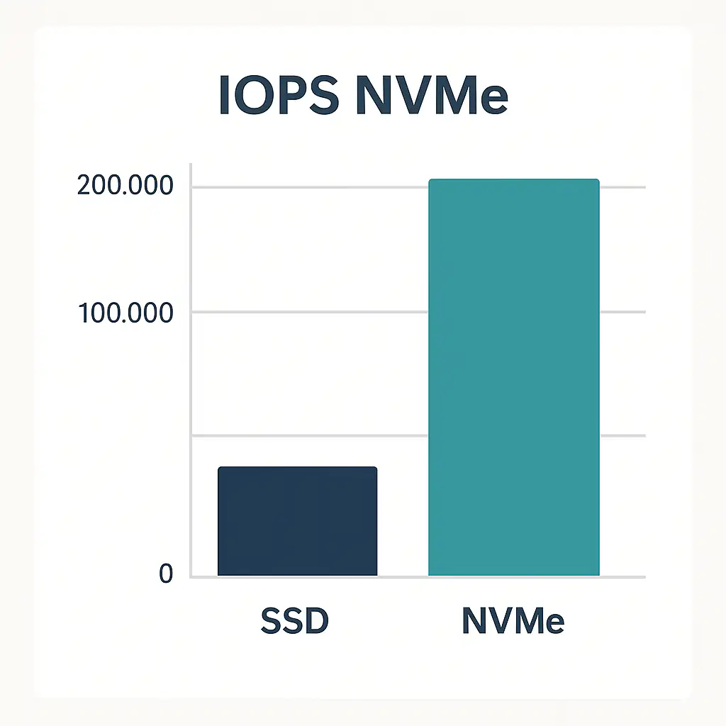 Rendimiento de IOPS en servidor dedicado NVMe