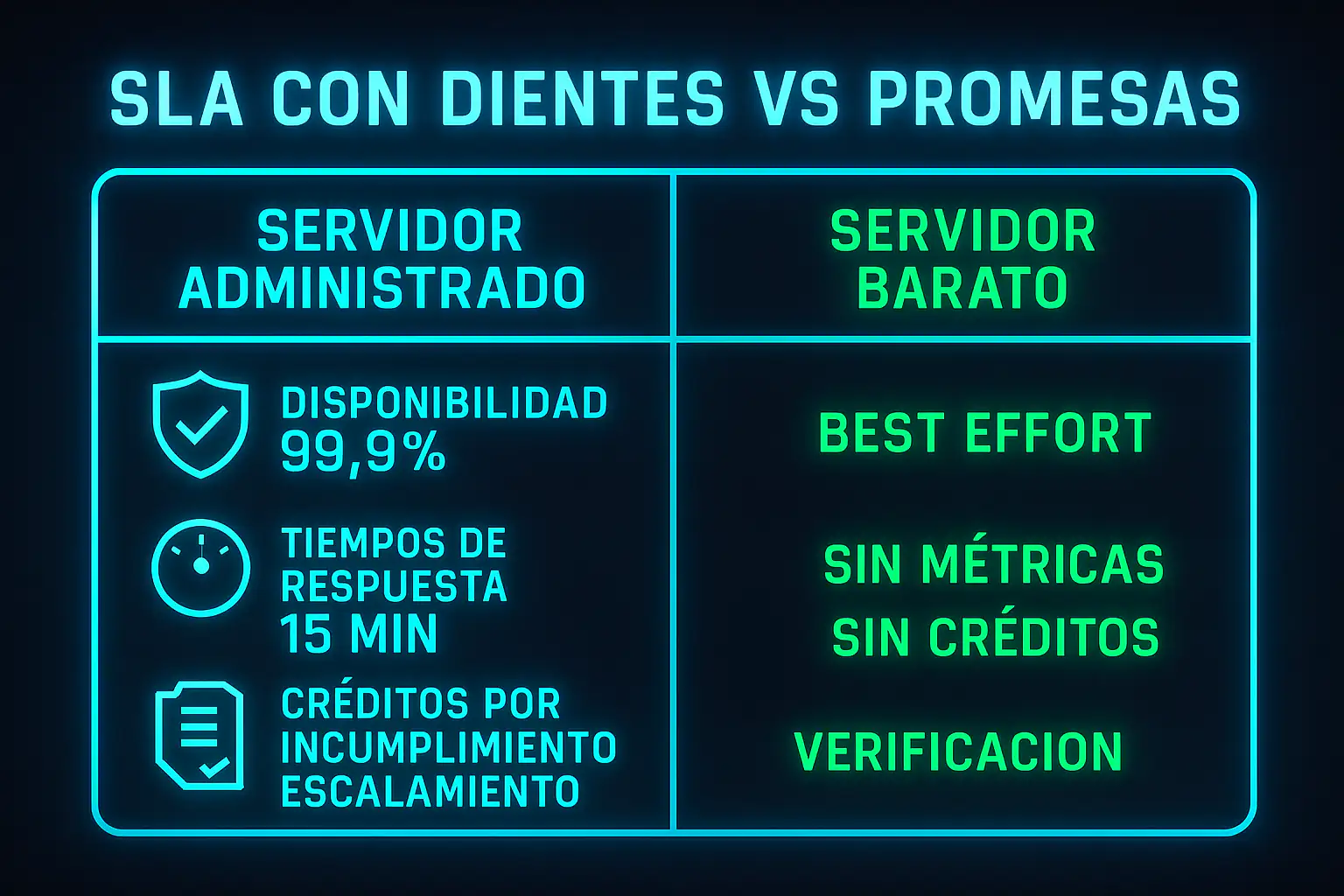 qué diferencia un servidor administrado de uno barato