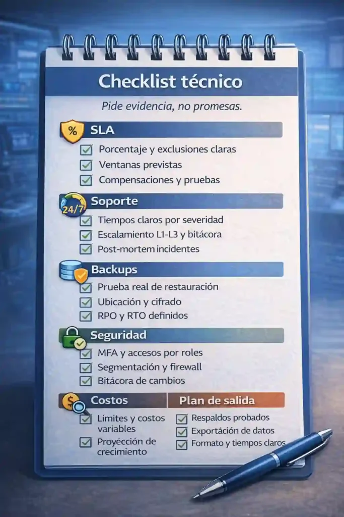 proveedor de servidores cloud empresariales: checklist técnico verificable