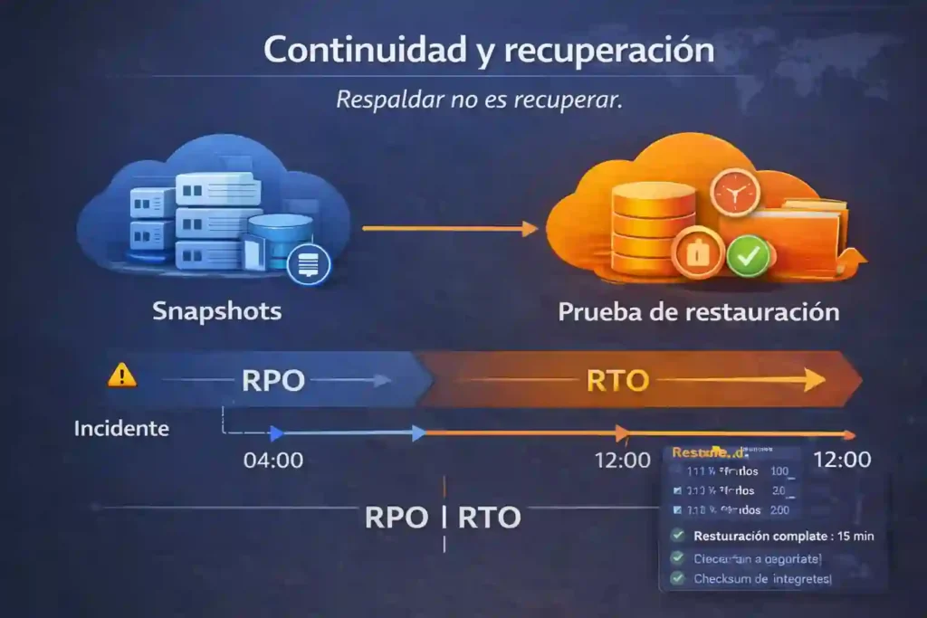 proveedor de servidores cloud empresariales con RPO/RTO y restauración probada
