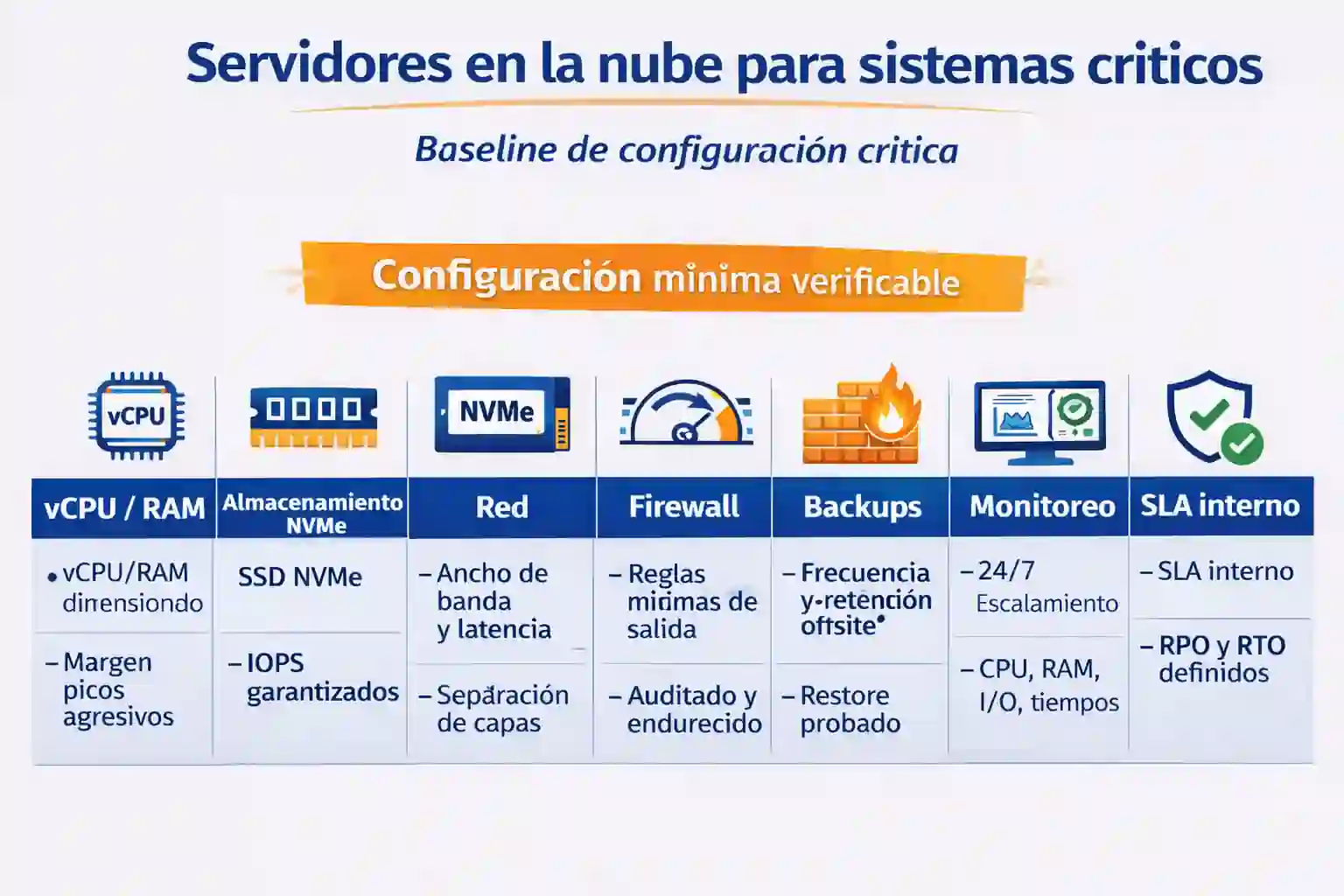 servidores en la nube para sistemas críticos: baseline de configuración