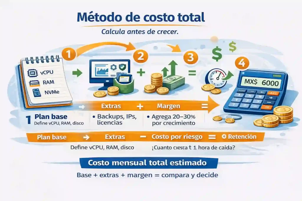 método para calcular costo total de servidores VPS en México