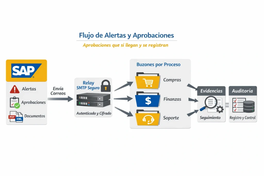 correo corporativo para SAP en México en flujos de aprobación