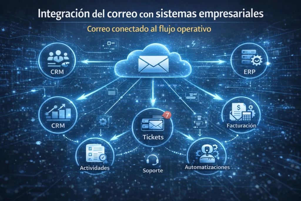 proveedor de correo para sistemas en la nube integrado con ERP, CRM y soporte