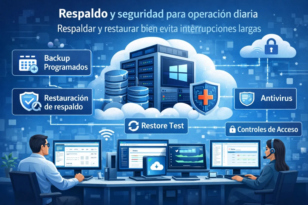 servidor para usar CONTPAQi en la nube con respaldos y seguridad operativa