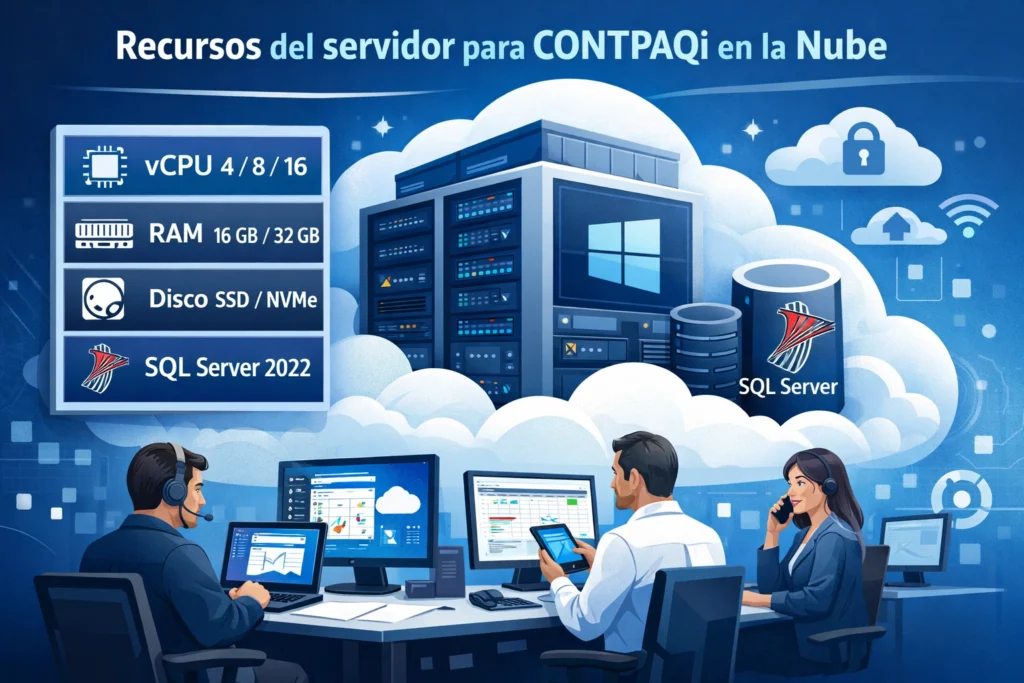 servidor para usar CONTPAQi en la nube con recursos Windows y SQL