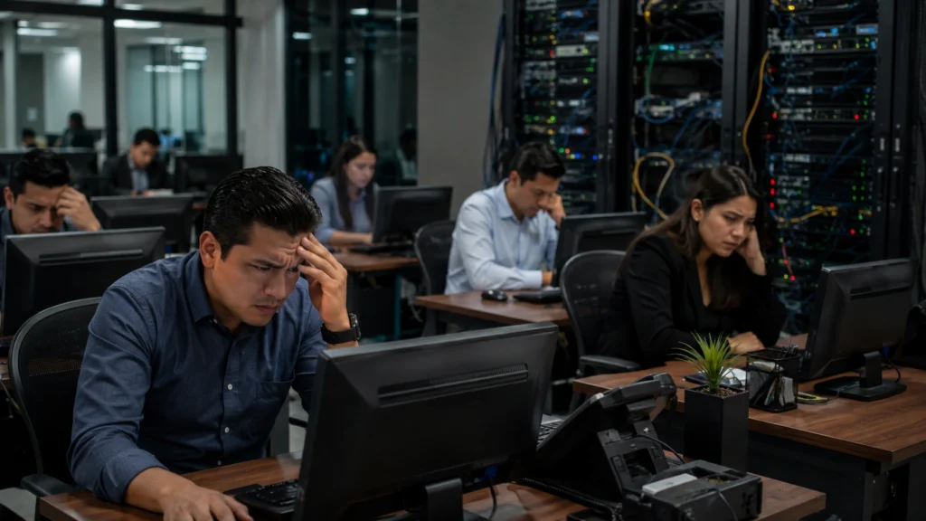 Empresas con servidores lentos sufriendo retrasos en sistemas y pérdida de productividad
